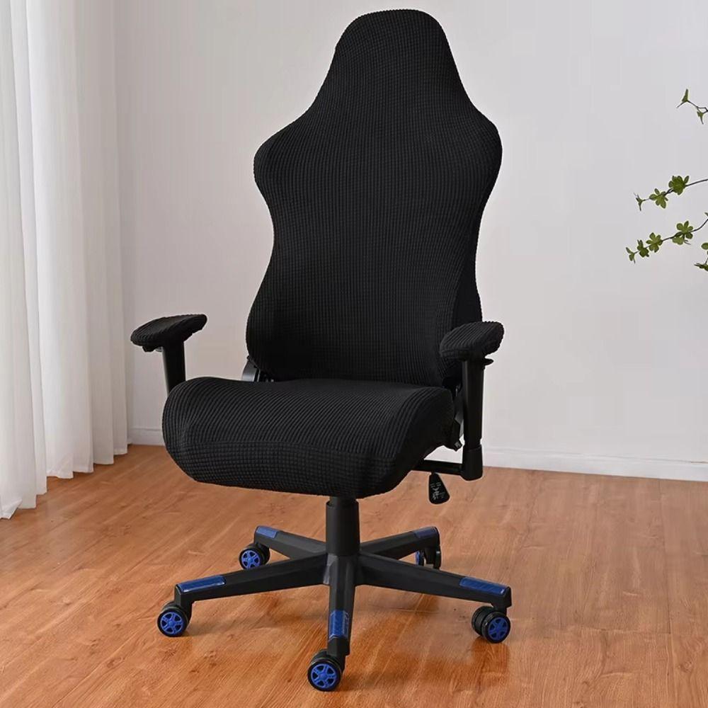 Solid Color Gaming Chair Cover Elastic Polyester Chair Seat Slipcovers Dustproof with Armrest Cover Seat Protectors Gaming Chair