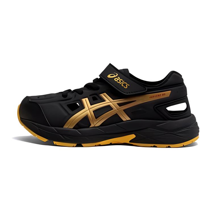 Asics Running Kids Contend Series Comfortable Versatile Childrens Sandals Kids sandals Black Gold 1014A336-001