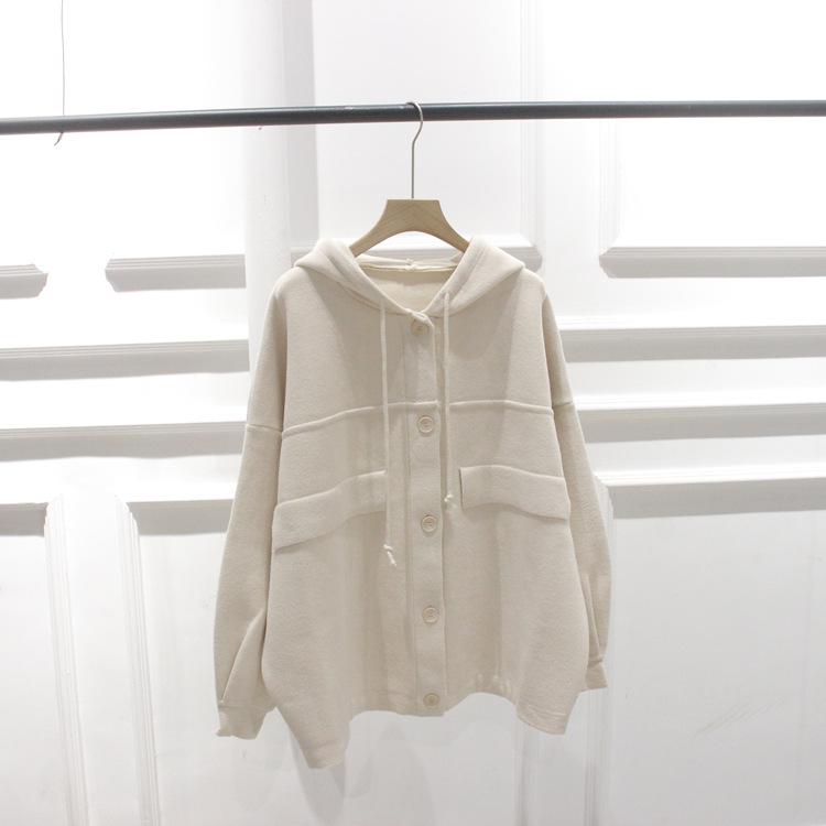 Korean Loose-Fit Hooded Knit Sweater Cardigan for Women - Autumn/Winter Thickened Outerwear