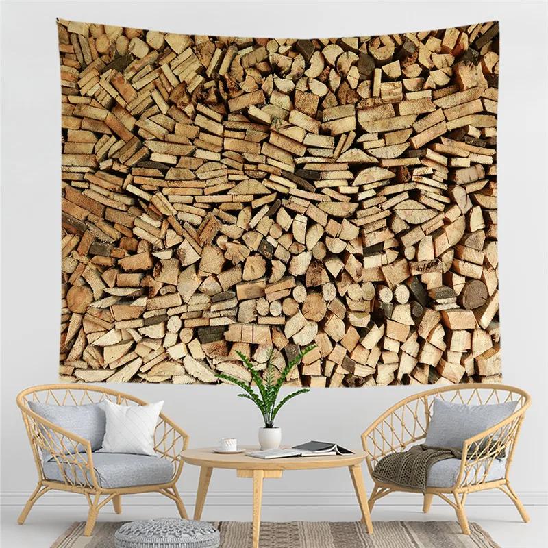 Geometric Wood Pattern Tapestry Northern Europe Style Tapestry Hippie Home Living Room Bedroom Decoration Psychedelic Tapestries