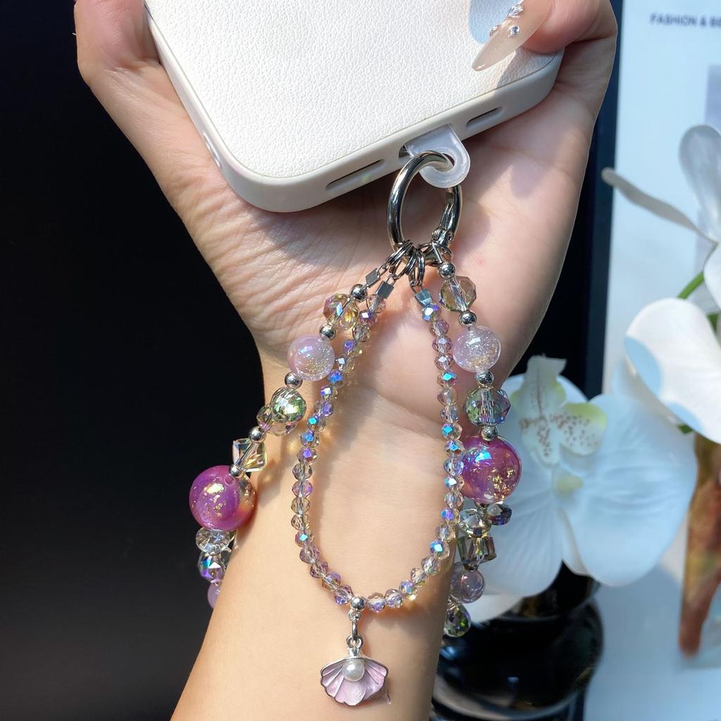 Compatible Apple Phone Case Lanyard Shell Pendant Phone Chain Crystal Handmade Beaded Chain Rope Phone Special Lanyard