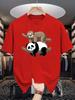 Unisex Crew Neck Tee Lazy Sloth Panda Cute Cartoon Graphic Print Soft Cotton Loose Short Sleeve Summer Casual Male Streetwear Tops