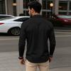 Herren Langarm Poloshirt Klassische Passform Weicher Stoff Knopfleiste Kragen Brusttasche Lässiges Oberteil
