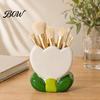 Office Desk Accessories for Women Tulip Makeup Brush Holder, Resin Cosmetic Organizer Vanity Desk, Cute Flower Pen Floral Stationery Cup