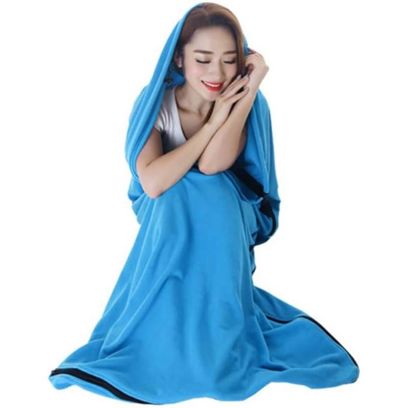 Fleece Sleeping Bag Suitable For All Seasons Envelope-Type Portable Travel Camping And Nap Sleeping Bag For Adults