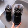 Girls Winter Snow Boots Plush Fur Collar Heart Bow Cutouts Cozy Mid Calf Zipper Thick Sole Pink Red Black Grey Festive Outfits Faux Fur Lining