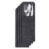 Placemat Cup Mat Set Felt Heat Insulation with Fork Bag Tableware Mat for Home Kitchen Dark Gray