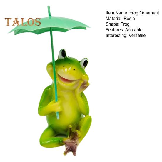 Frog Garden Statue Resin Frog Figurine with Umbrella Yard Ornament Outdoor Frog Sculpture Decor for Garden Patio