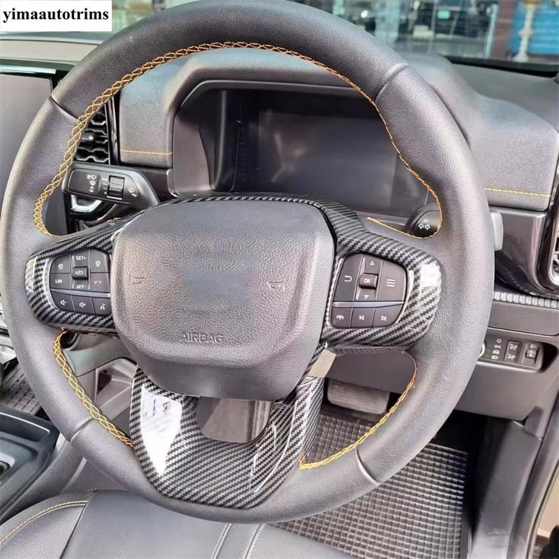 Window Lift / Gear Shift / Steering Wheel / Handle Bowl / Air AC Cover Trim For Ford Ranger  - 2025 Carbon Fiber Accessories