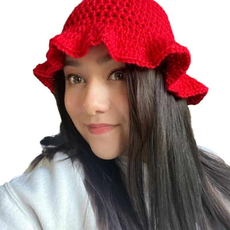 Hand knitted cute woolen hat little yellow duck pudding dog warm scarf adult hat