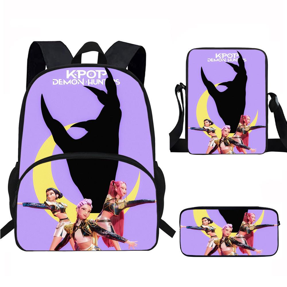 Hunters Demon Kpop Child School Backpack Set Breathable Fabric Primary Students