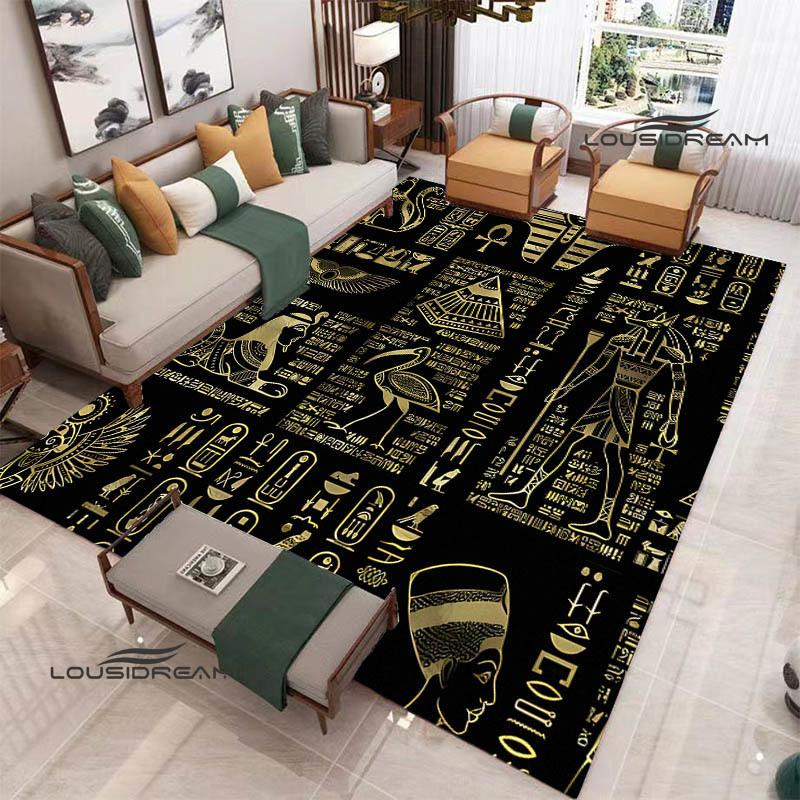 Kober s potiskem egyptských piktogramů Protiskluzový koberec koberce do obývacího pokoje předložka do předsíně dekorace do ložnice dárek k narozeninám