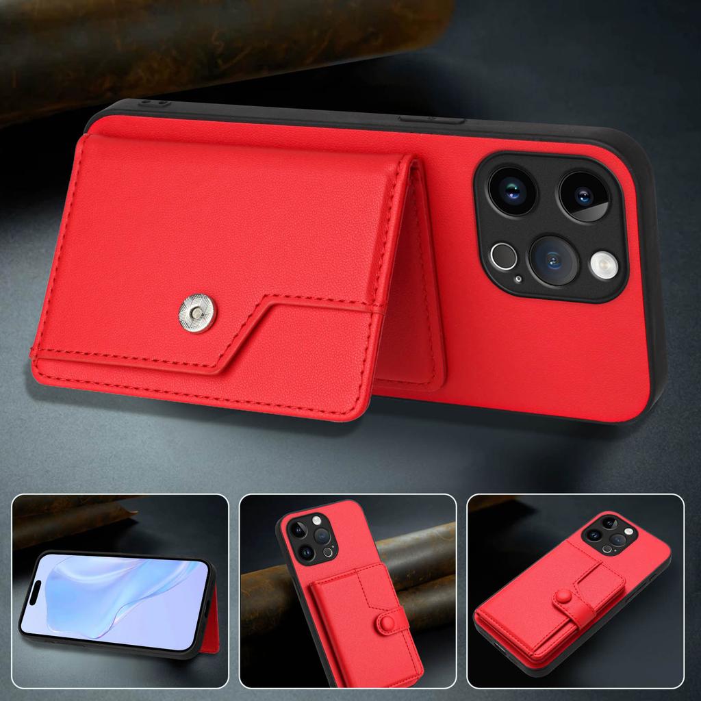For iPhone 15 Pro Max Case RFID Blocking Card Holder Kickstand TPU + PU Leather Phone Back Cover