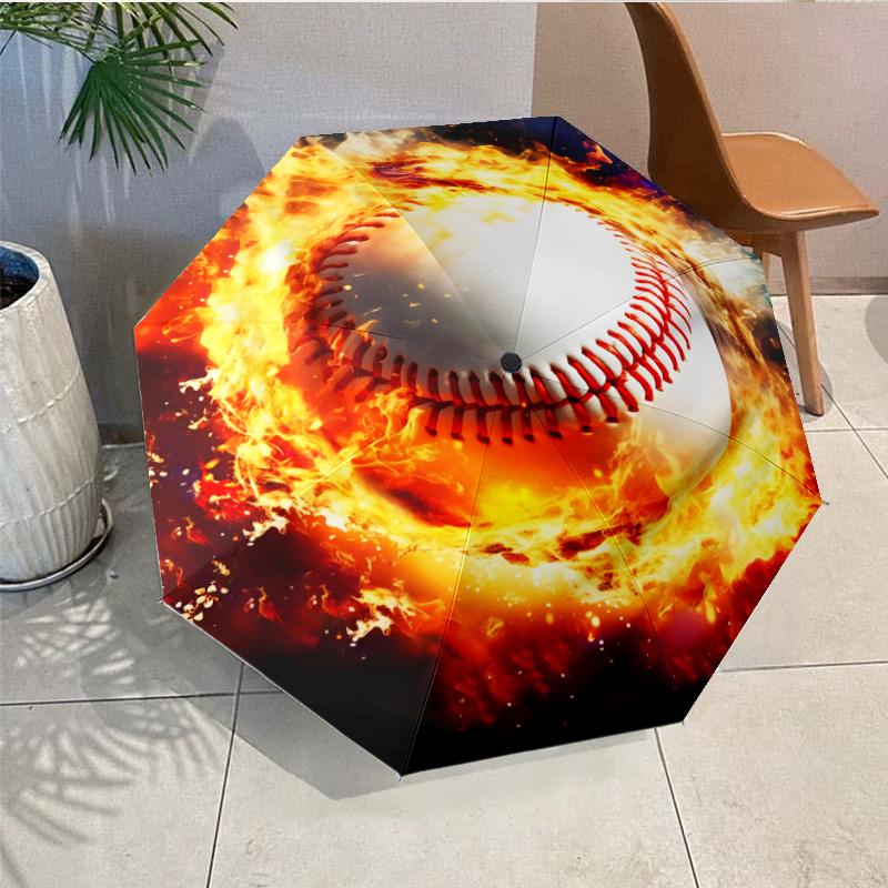 Soccer Ball Bursting Through Umbrella Folding Umbrella, Automatic Umbrella 8-Frame for Travel, Camping Use Gift for Halloween Christmas
