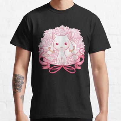 Men Fashion Casual Short Sleeves Puella Magi Madoka Magica Black Tees Oversized T-shirts