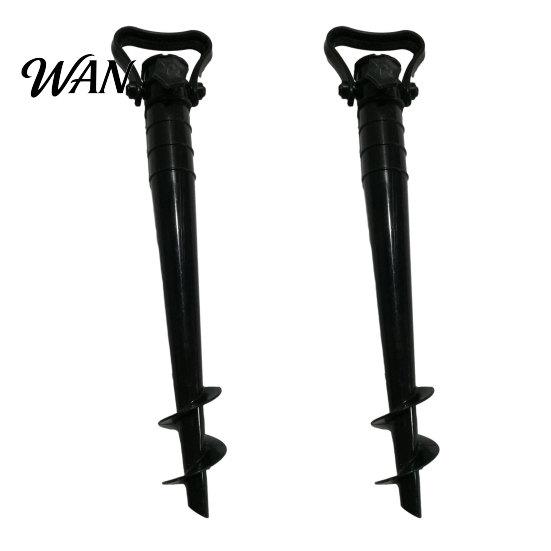 Triangular Handle Umbrella Stake 2Pcs Sun Base with Ground Stake, Screw-in Beach Heavy Duty Holder, Windproof Spiral Stand for Outdoor Yard