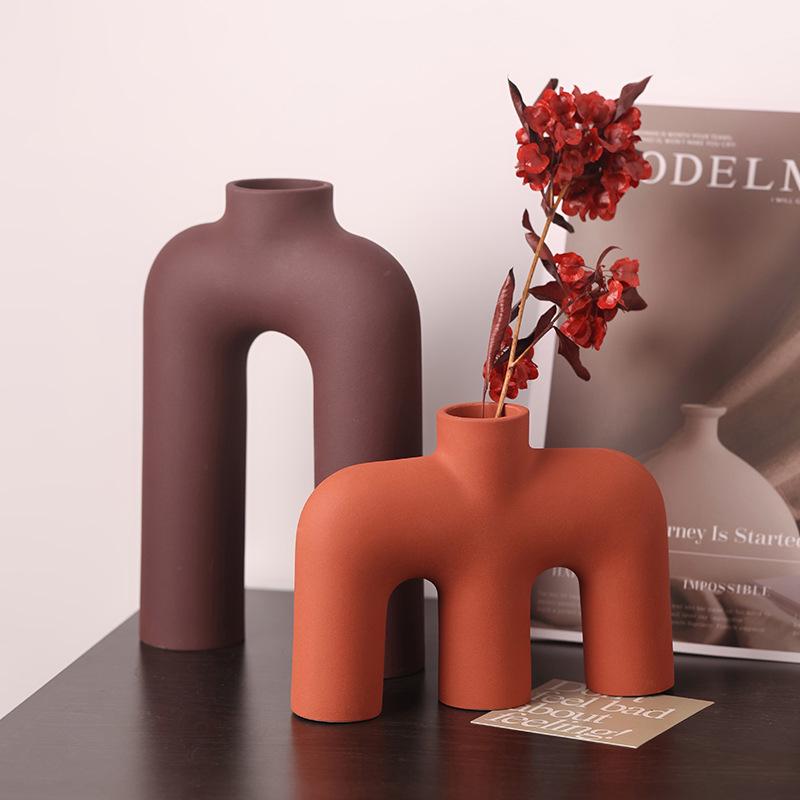 Creative Retro Wabi-Sabi Ceramic Vase for Flowers and Dried Arrangements - Perfect for Living Room, Dining Table, or TV Cabinet Décor