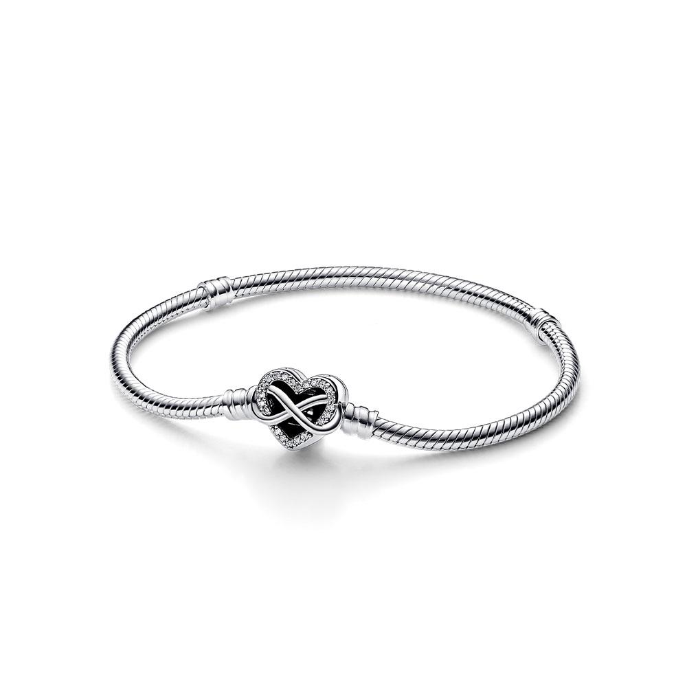 Pandora Moments Sparkling Infinity Heart Claspe Snake Chain Bracelet_592645C01