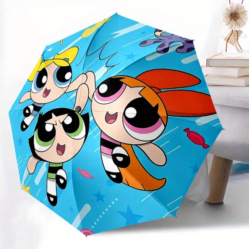 1pc The Powerpuff Girls Automatic Opening and Closing Folding - A Good Choice for Gifts, Fashionable and Convenient Umbrella With Cute Cartoon Charact