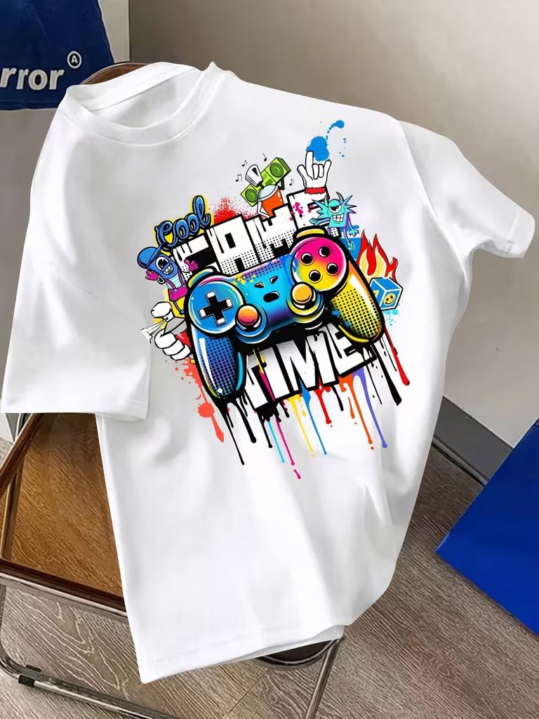 Game Time T Shirt Gamer Gaming Video Top Casual Vintage Washed Designer Clothes Stretched Graphic Unisex Fashion Comfortable