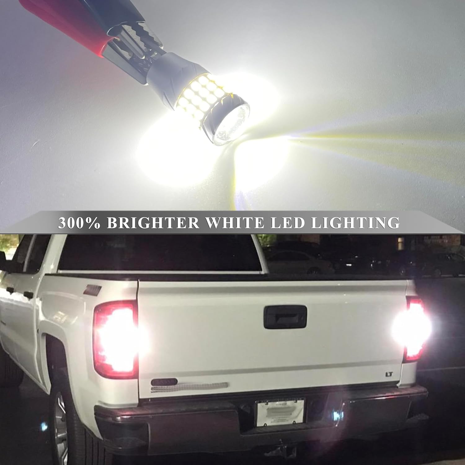 

Белые светодиодные лампы заднего хода для 2014-2024 Chevrolet/Chevy Silverado 1500 2500 3500 Задний фонарь заднего хода Лампы верхнего стоп-сигнала/фонаря для груза 12-24В/5Вт