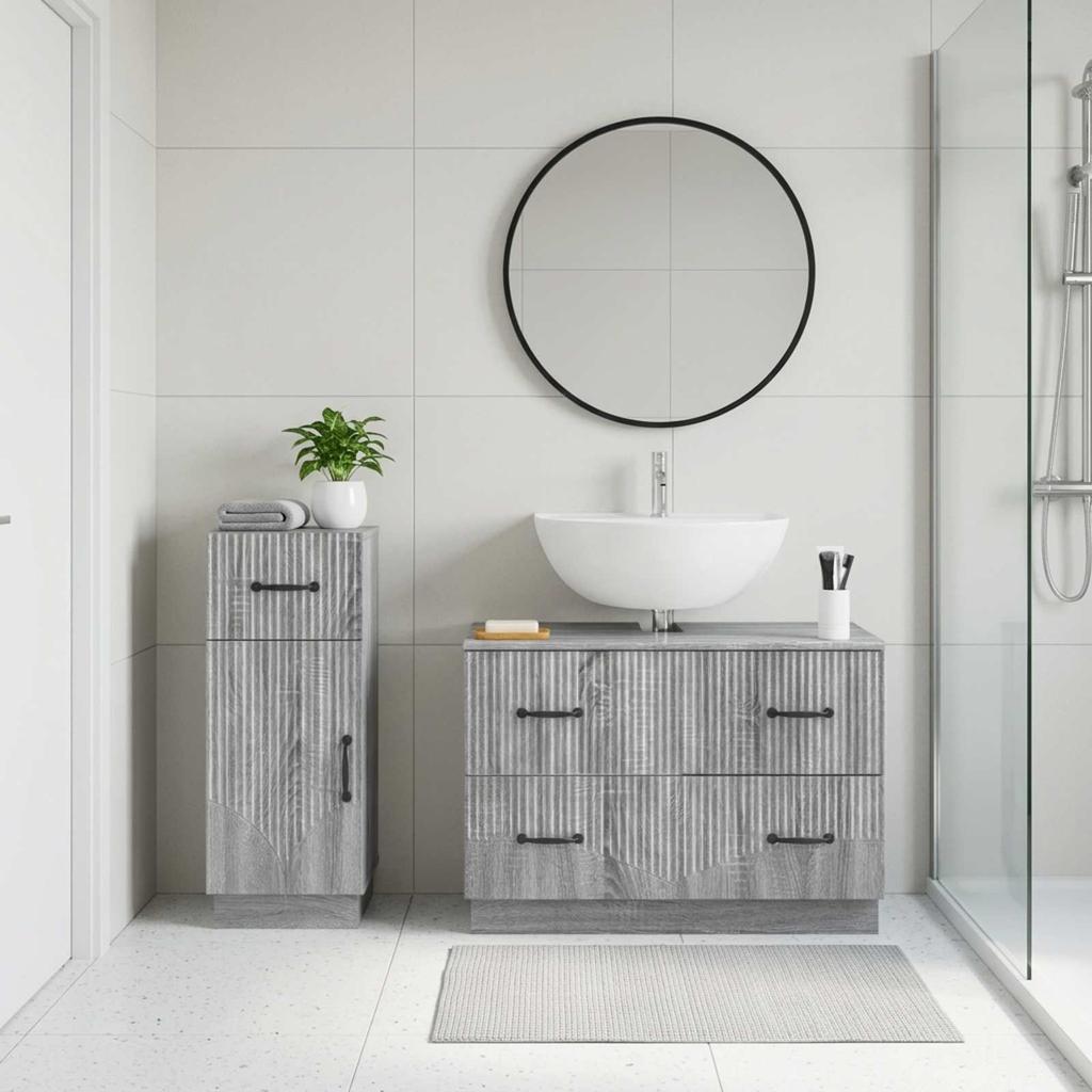 2 Piece Bathroom Cabinet Set HOORN Sonoma Grey