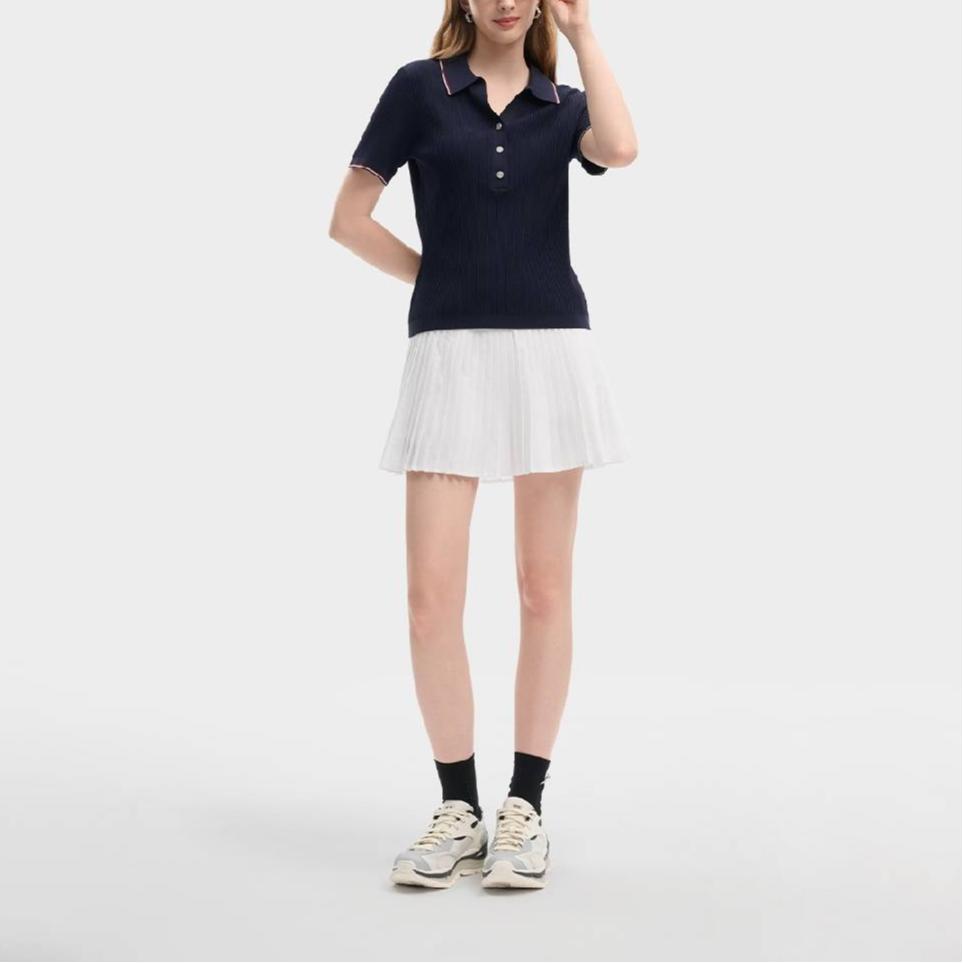 Fila Heritage Casual Slim Fit Short Sleeve Knit Top Women Tops F11W638410F-DB