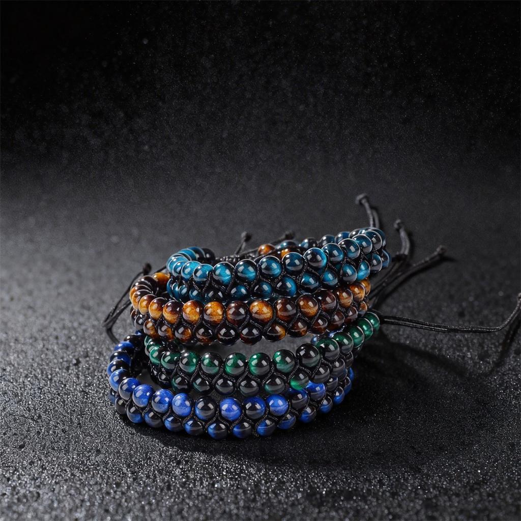 New Personality Trend Jewelry Bracelets Braided Bead Bracelets Bracelets Men's Dark Tiger's Eye Stone Bracelets