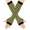 Korean Style Soft Fingerless Long Glove Arm Cover Striped Knitted Gloves Long Sleeve Cool Stretch Gloves Winter Season