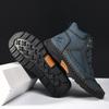 Hand-stitching Casual Leather Shoes Men Boots Outdoor Autumn Retro Breathable Casual Shoes Lace Up Blue Ankle Boots Winter