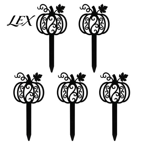 Black Matte Garden Stakes 5Pcs Halloween Planter Stakes, Acrylic Sign for Outdoor Yard Lawn Backyard, Decorative Plant Markers Ghost House Cat