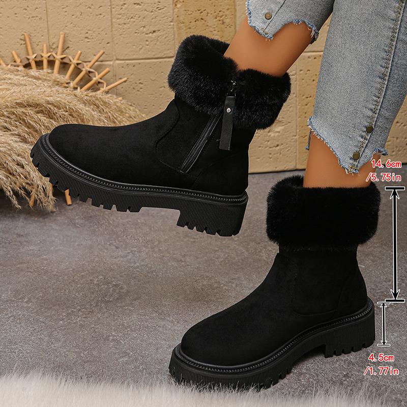 

Fluffy Fleece Lined Platform Ankle Boots Women Plus Size 42 Faux Fur Snow Boots Woman Comfy Thick Sole Flock Winter Botas Mujer 41