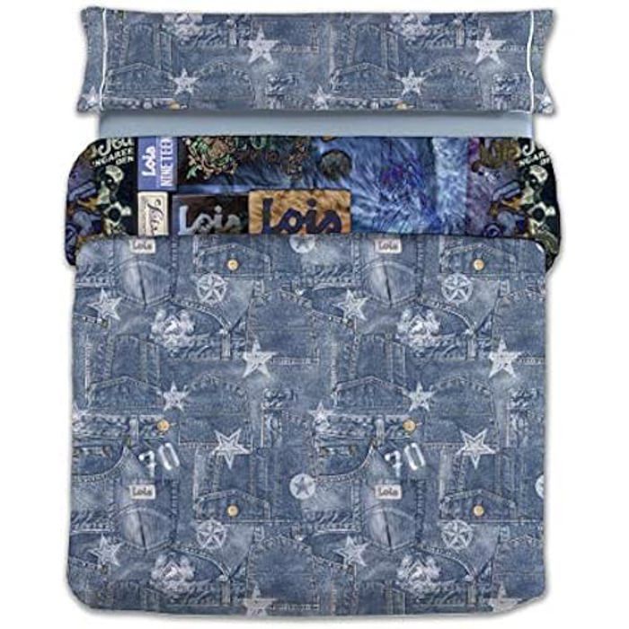 Ensemble de literie - LOIS - Tissus Reina - Qualité de Fabrication espagnole - Coton - Bleu