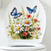Mildew-proof Butterfly Flower Toilet Stickers Easy To Paste Toilet Lid Decals  Toilet