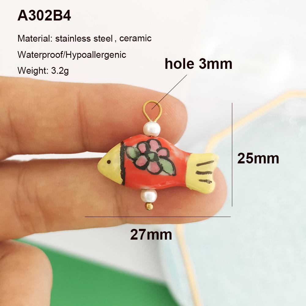 2pcs/lot Pendant Charm Fish Ocean Shark Starfish Lobster Coral Necklace Earring Stainless Steel Gold PVD Red