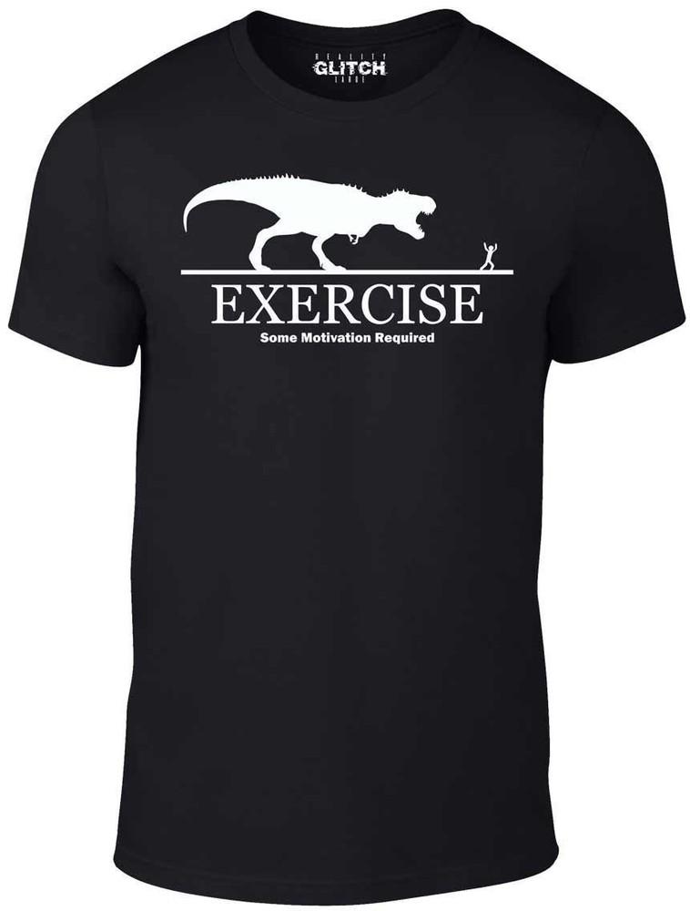 

Exercise Motivation Required T-Shirt - Funny t shirt t-rex dinosaur fitness gym M