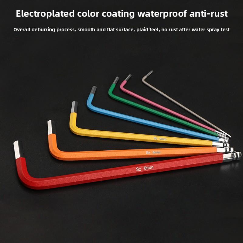 7Pcs Bike Hex Tool MTB Road Bike Repair Tool Kit Bicycle Colorful Hexagon Spanner Flat Ball Opening Wrench 1.5/2/2.5/3/4/5/6mm
