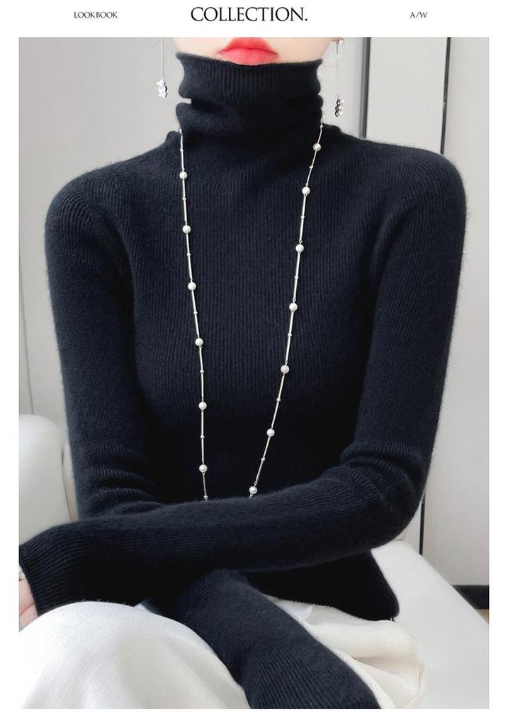 2023 Women's High Neck Slim Fit Knit Base Layer for Autumn/Winter