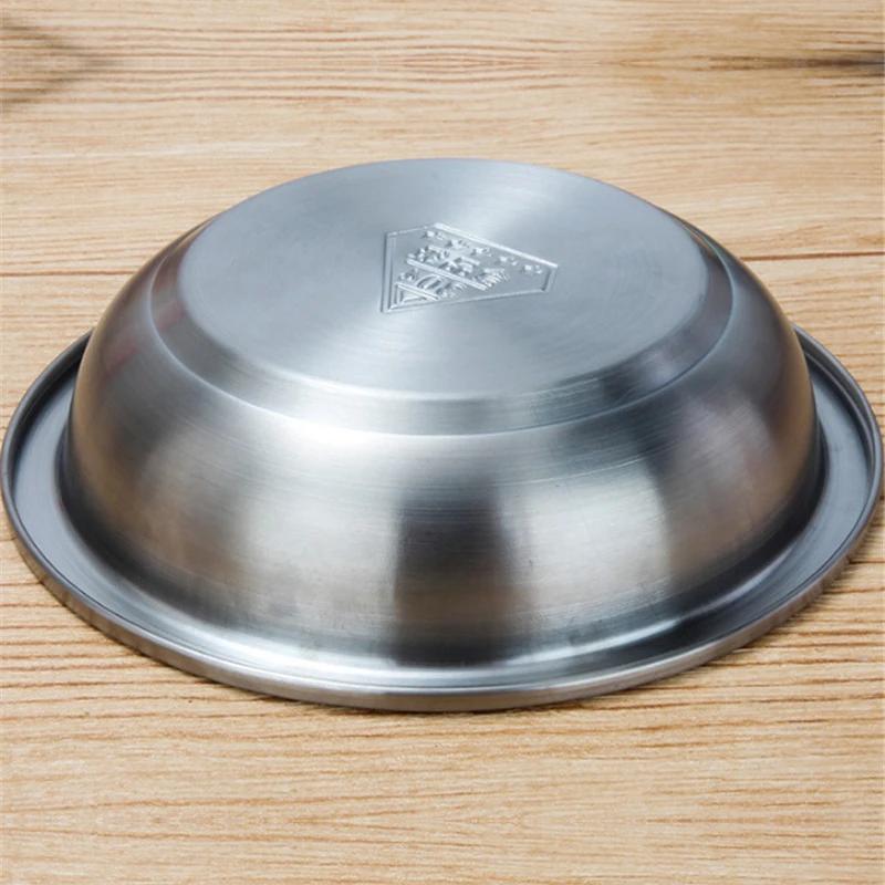 Food grade thick 304 Stainless Steel Seasoning Dish Plate Round Sauce Ketch Rice Container Kitchen Picnic plates dinner plates