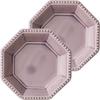 Minoru Pottery Mino Ware Amy 85 Octagonal Plate, Orchid, Set of 2