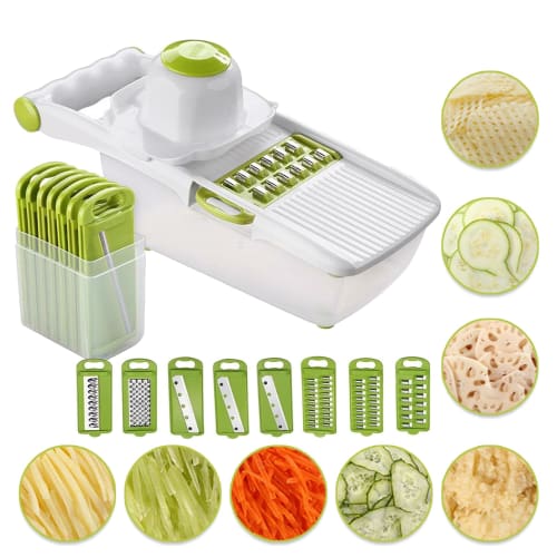 AUTAKI Slicer, Julienne Slicer, 8-in-1 Vegetable Slicer Set, Multi-functional Vegetable Cutting Set with Hand Guard, Greener Kitchen Utensils, Grater,
