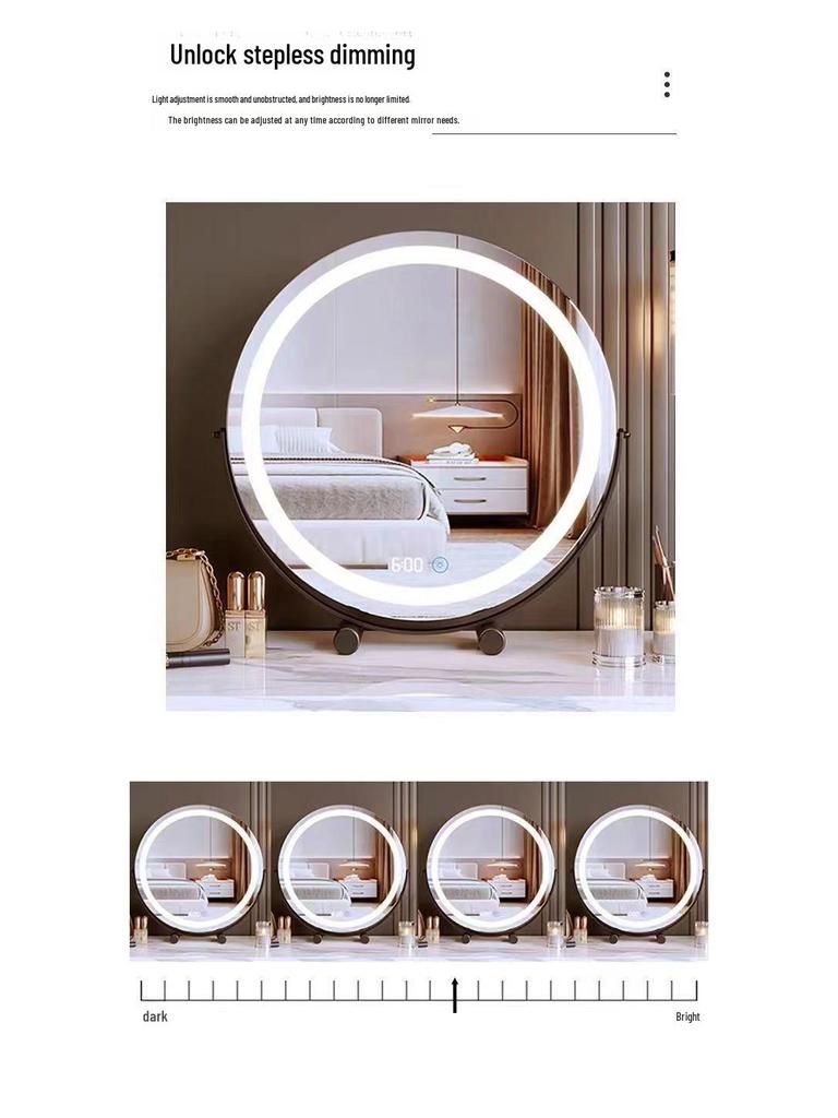 Roterbar cylindrisk LED-sminkspegel med fyllnadsljus