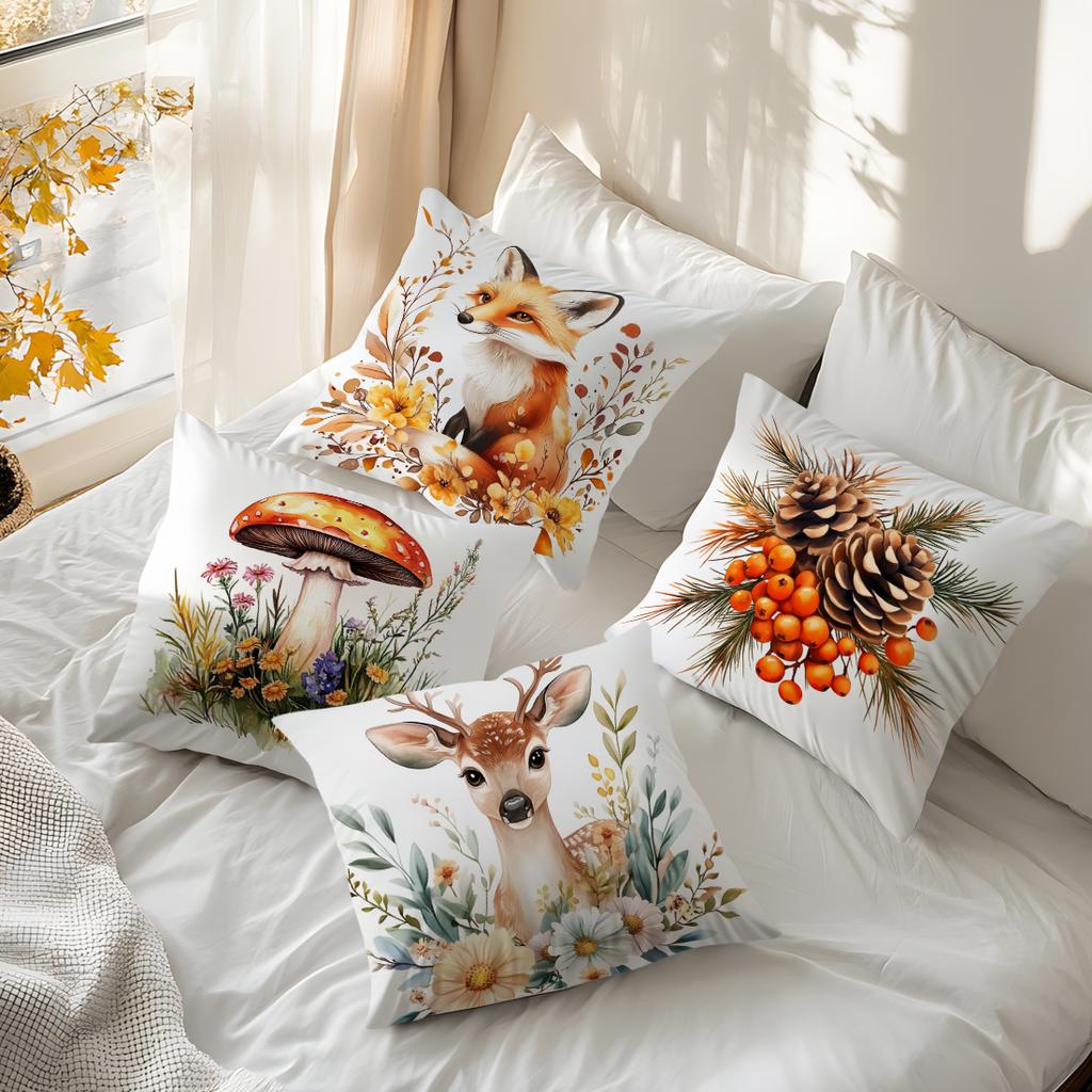 Autumn Forest Animal Fox Cushions Pillowcase Cushion Cover Throw Pillow Sofa Decoration Pillowcover Home Car Sofa Decor