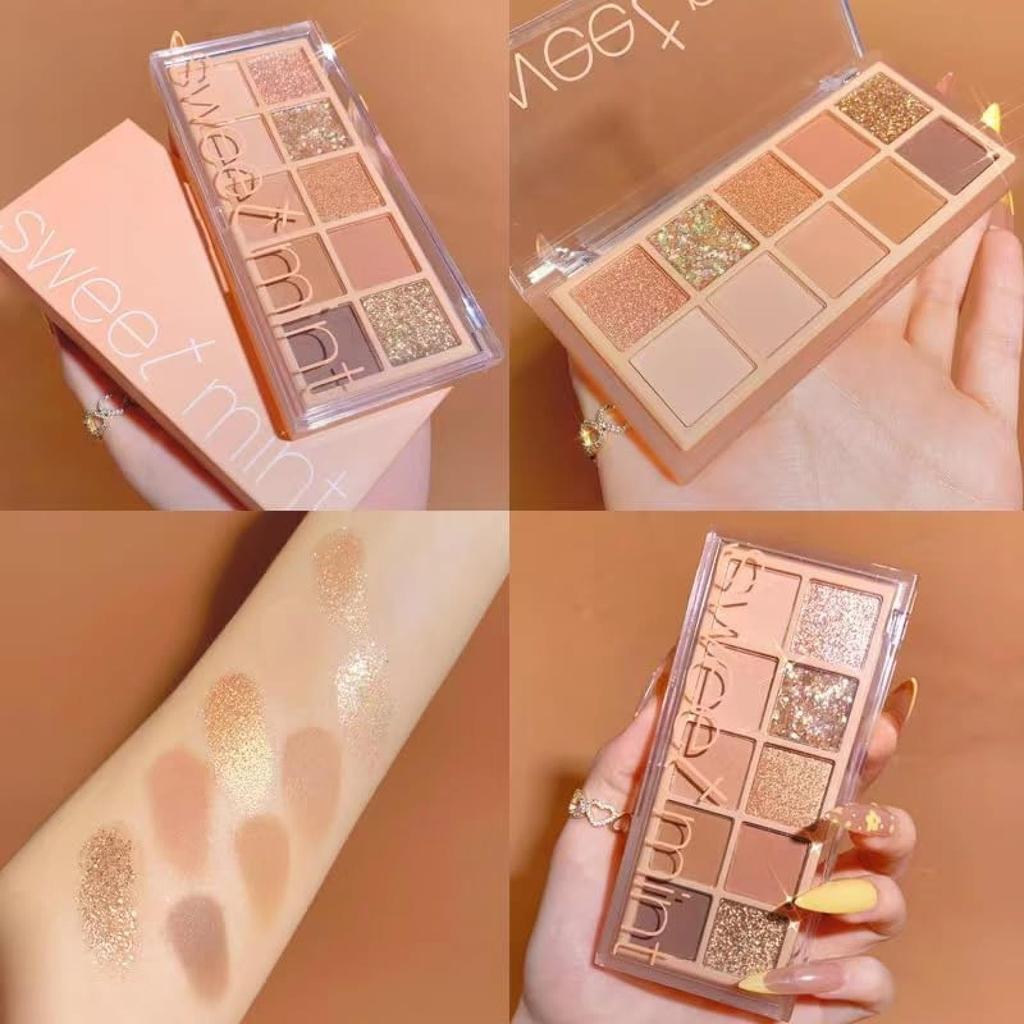 Øyenskygge og fint unikt pudder fantastisk øye daglig skap selvsikker sminke 02 Caramel Pumpkin 10-fargepalett, perle, matt, glitter, kosmetikk,