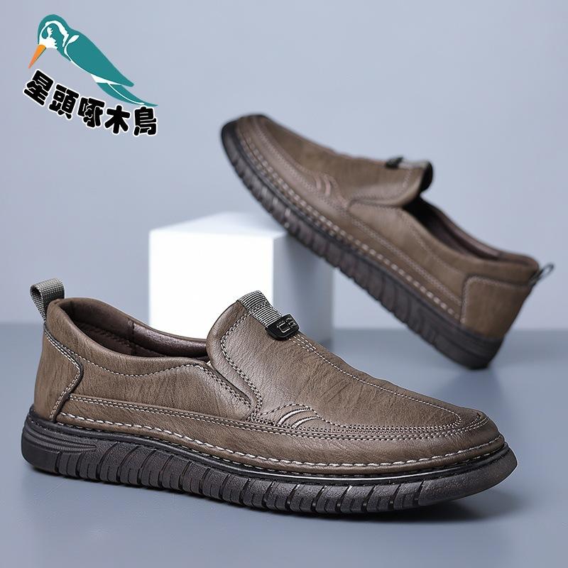 

Leather shoes men s 2025 new business casual shoes leather lace-up men s shoes spring and autumn breathable leather shoes 44