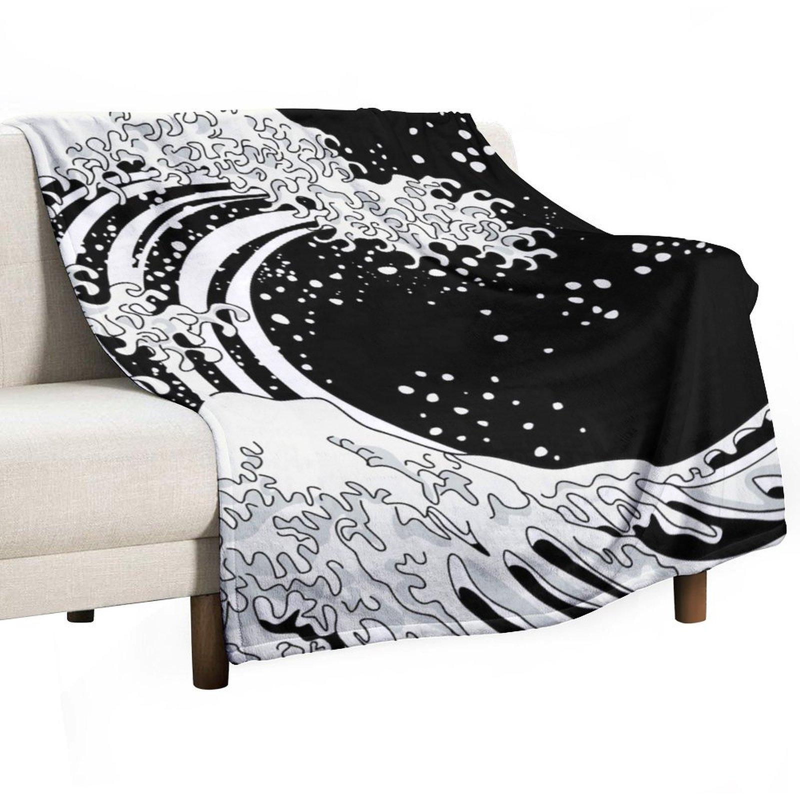 

Black and White Great Wave Throw Blanket Weighted Bed linens Fashion Sofas Thins Blankets 30x40in