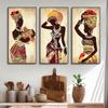 3pcs Ethnic African Black Woman Canvas Painting Vintage Wall Art Figure Prints For Living Home Room Wall Decorative Pictures