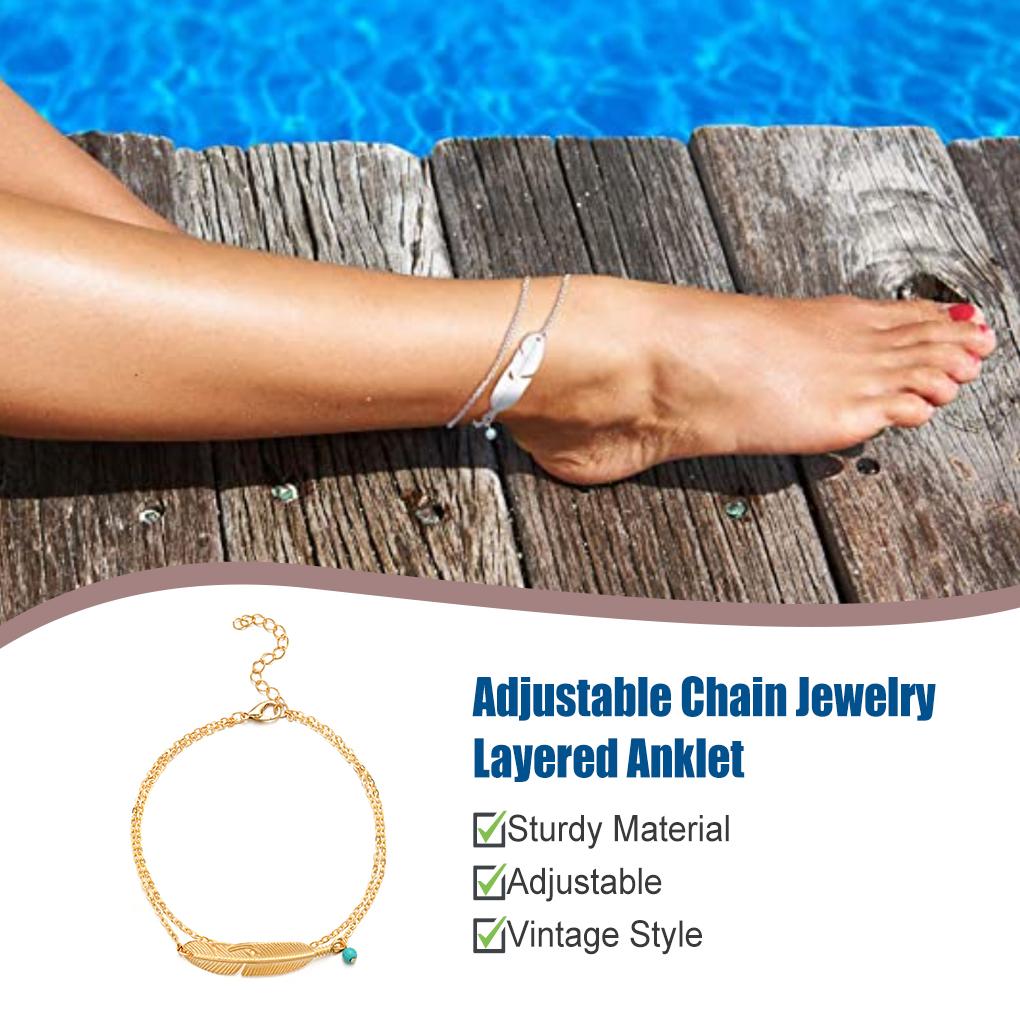 Layered Anklet Stylish Universal Beaded Foot Jewelry Women Accessories Creative Gift Ankle Bracelets for Valentines Day