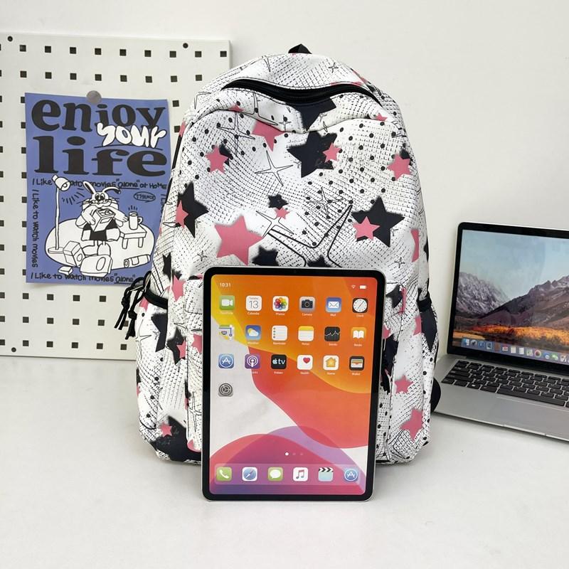 Schulrucksack für Studenten mit Sternenprint, Batik-Rucksack, große Kapazität, Graffiti-Campus-Rucksack