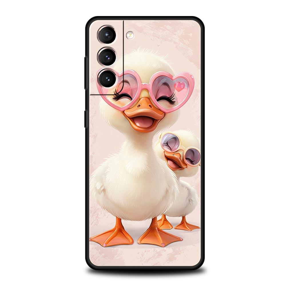 Cartoon Duck Phone Case Cover for Samsung Galaxy S26 S25 S24 S23 S22 S20 S21 FE Ultra S25 Edge Plus 5G Soft TPU Shell Fundas Bag